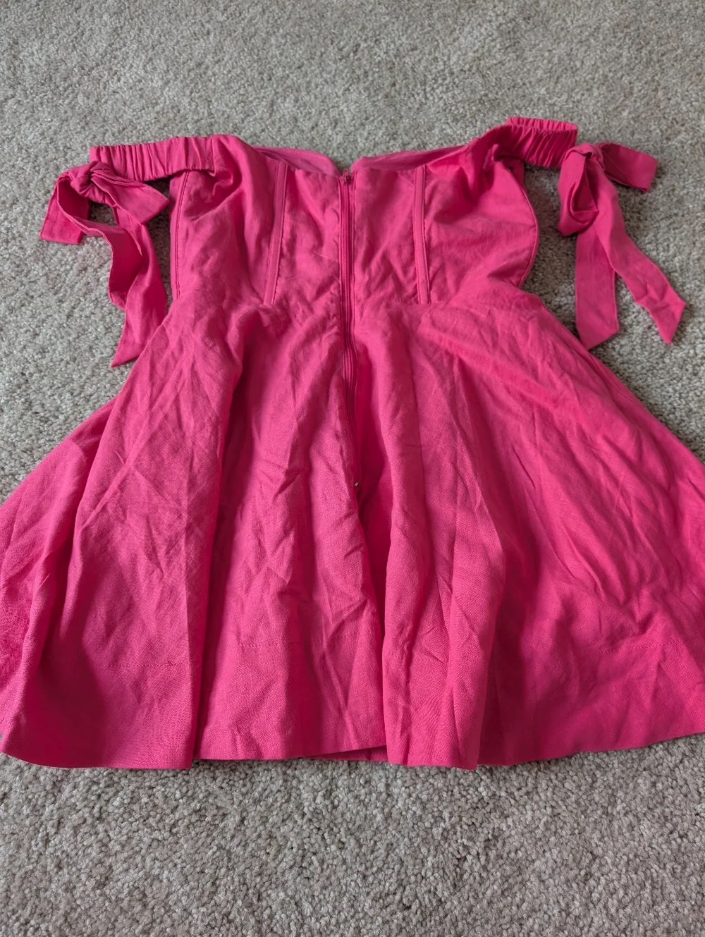 NWT Megan Moroney Mini Off the Shoulder Hot Pink Dress Small - Picture 7 of 13